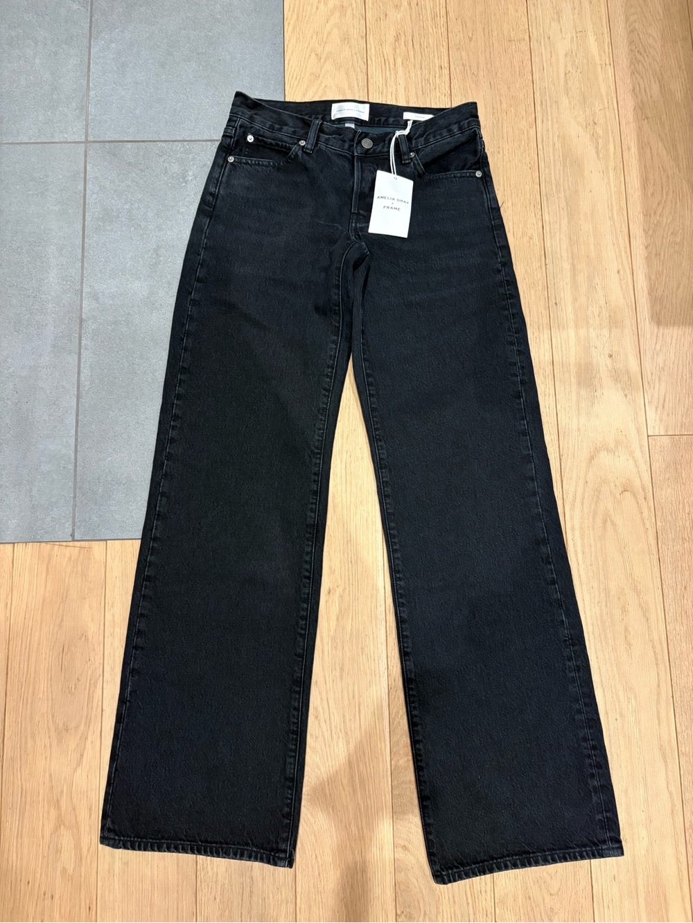 Frame x Amelia Gray The Gray Faded Black Wide-Leg Jeans NWT